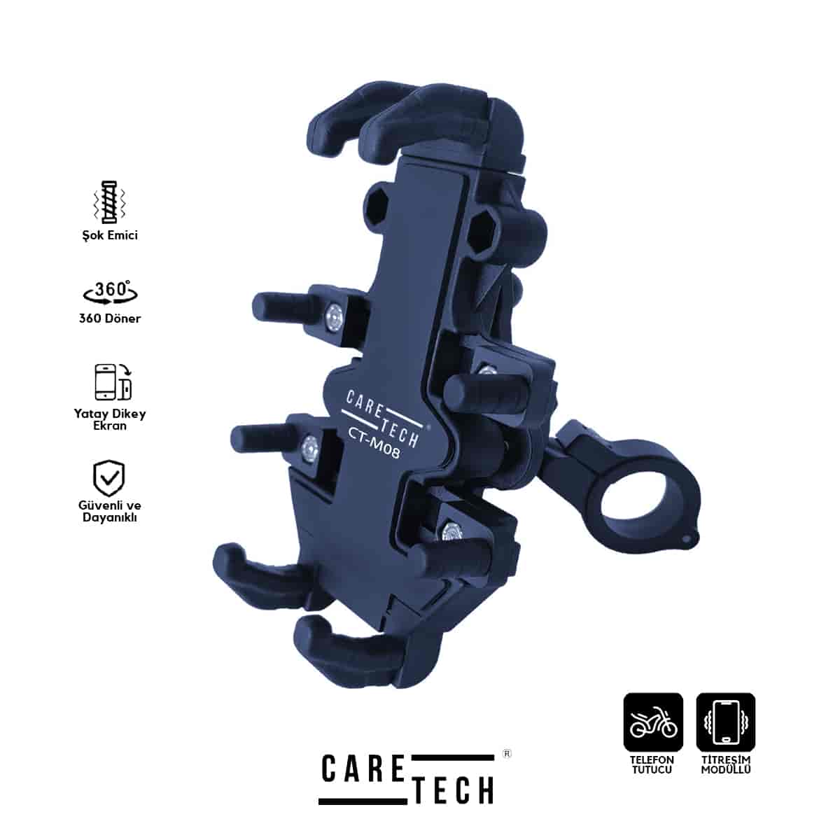 CARETECH CT-M08 TİTREŞİM MODÜLLÜ TELEFON TUTUCU