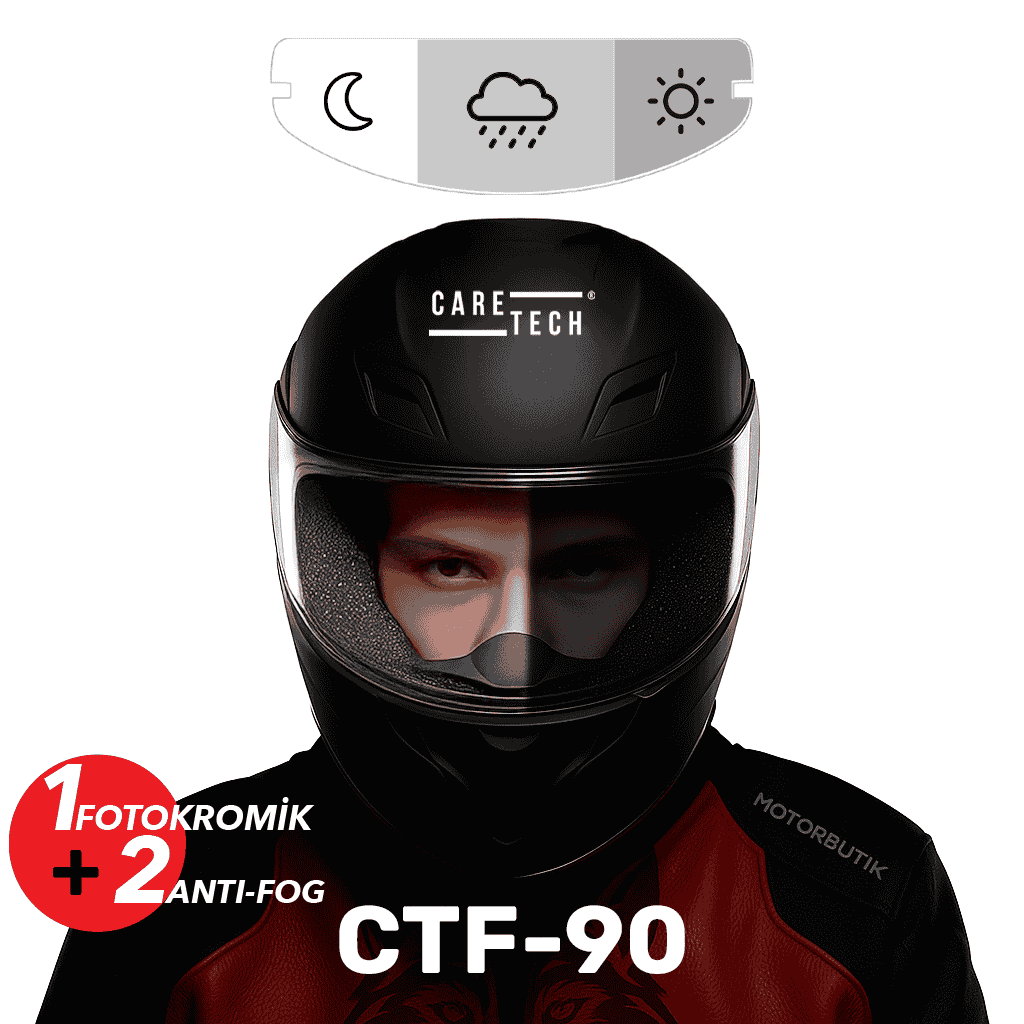 CARETECH BUĞU ÖNLEYİCİ CTF-90 MOTOSİKLET KASK CAM  FOTOKROMİK FİLM 
